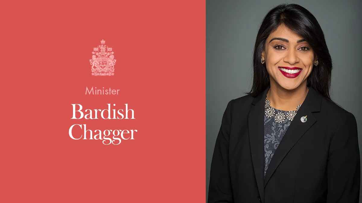 Photo of the Honourable Bardish Chagger, Minister of Diversity and Inclusion and Youth